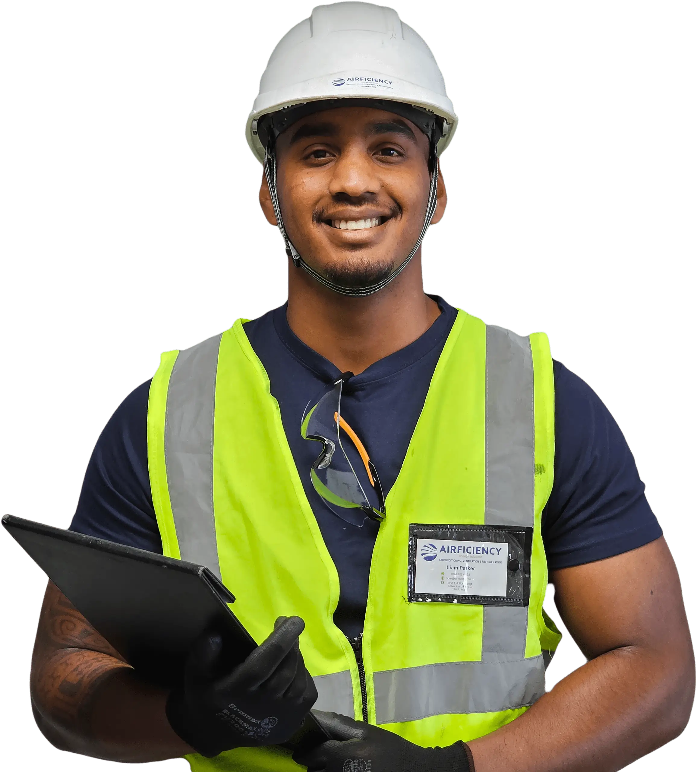 Man standing with Clipboard with Airficiency